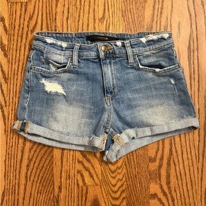 Joe's Jeans Faded Blue Distressed Rolled-Hem Denim Shorts